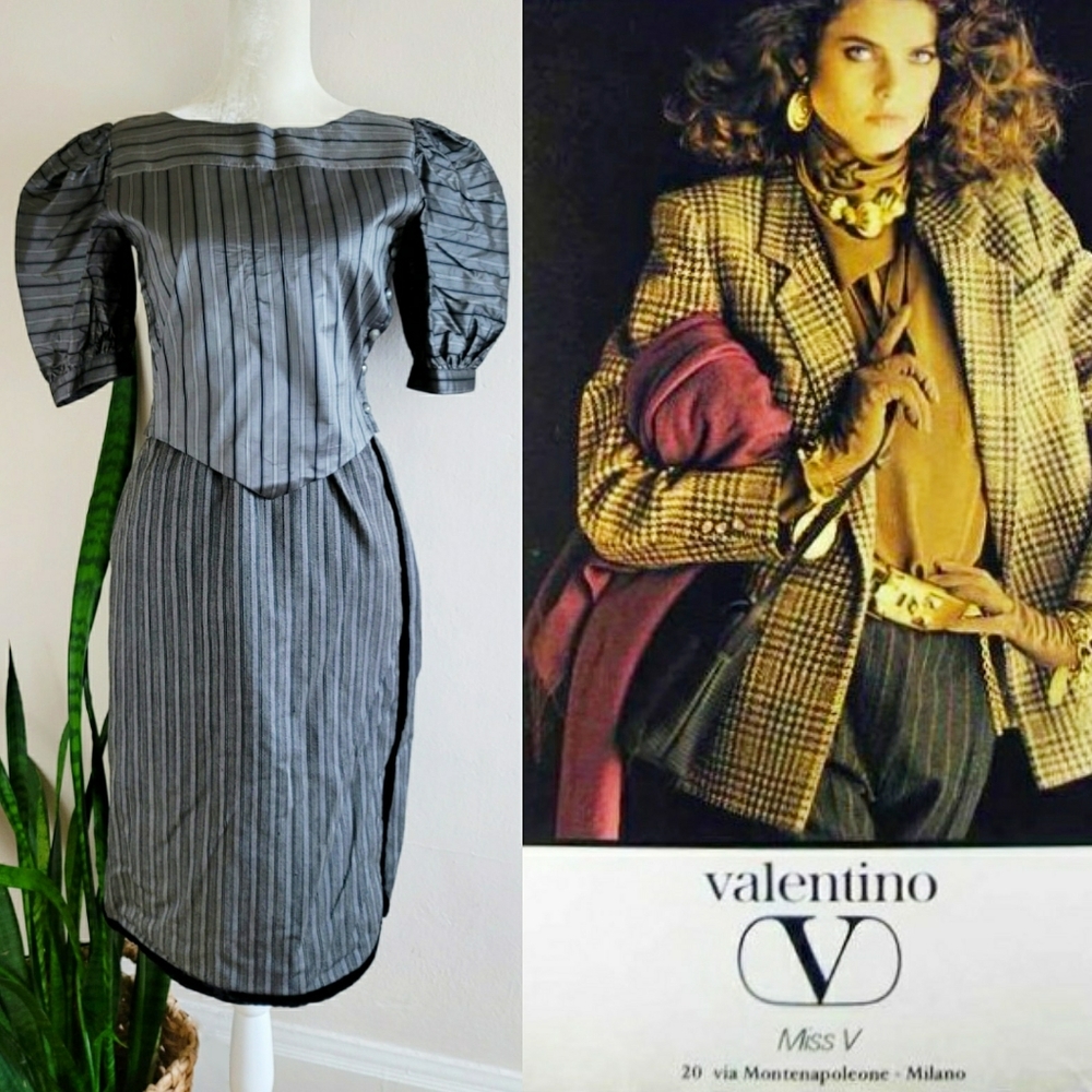 VTG 80s Valentino Miss V Striped Skirt Set